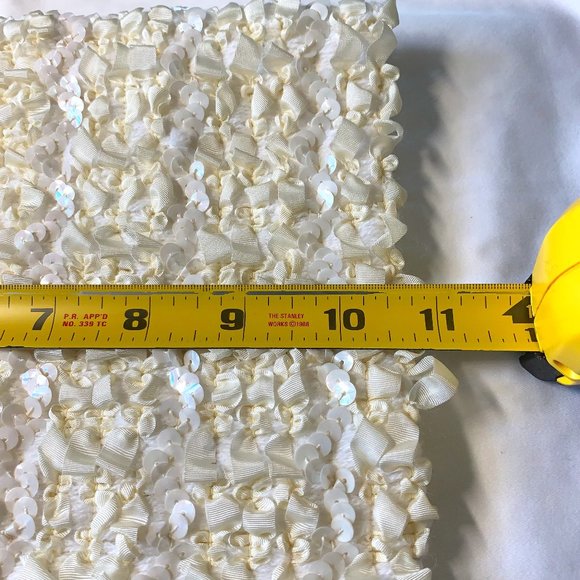 NR1 By Ned Gould Ivory Ribbon and Sequins Stretch Top Size 14 Cocktail Party - Picture 5 of 10